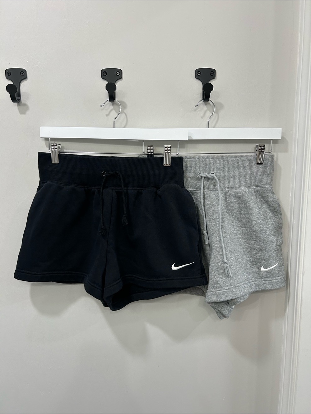NWOT Set of two- Nike Womenโs Athletic Drawstring Shorts - Black & Gray size S